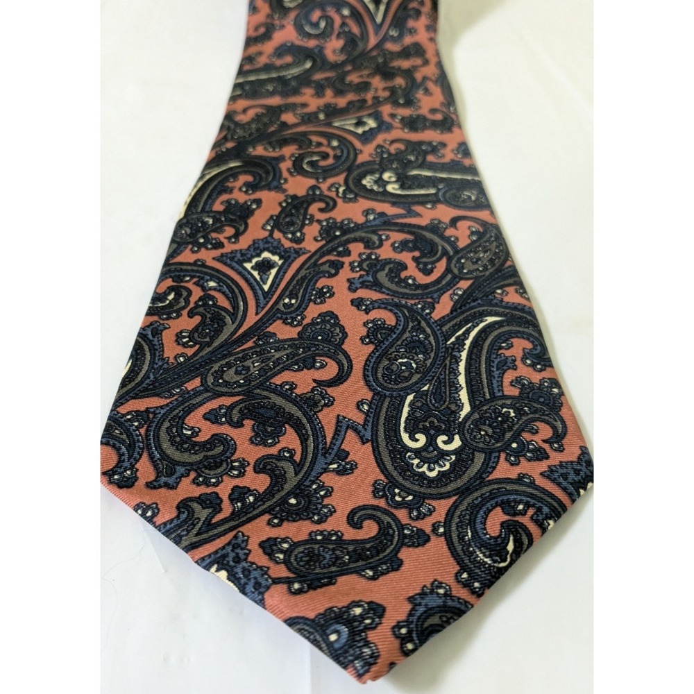 Vintage J.G. HOOK Ornate Abstract Paisley Intricate Coral  Pink Tie 55 x 3.75